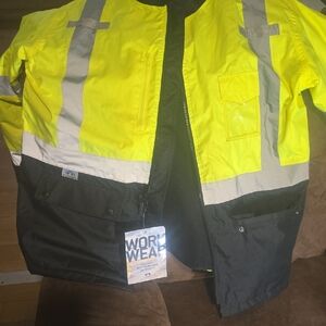 Hi-Vis Yellow & Black Safety Work Jacket -